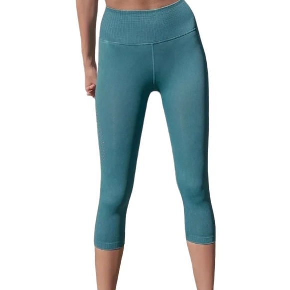FP Movement Leggings Size XS/S Turquoise Rib‎ Stretch High-Rise Good Karma Crop - Picture 5 of 14